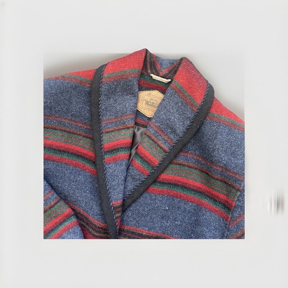 Vintage Woolrich Southwestern Blanket Coat Wool Aztec Striped USA Cabin Ranch - Picture 5 of 10